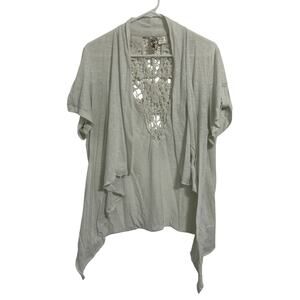 L8ter Women’s Size 21/23 White Lace Open Front Short Sleeve Cardigan